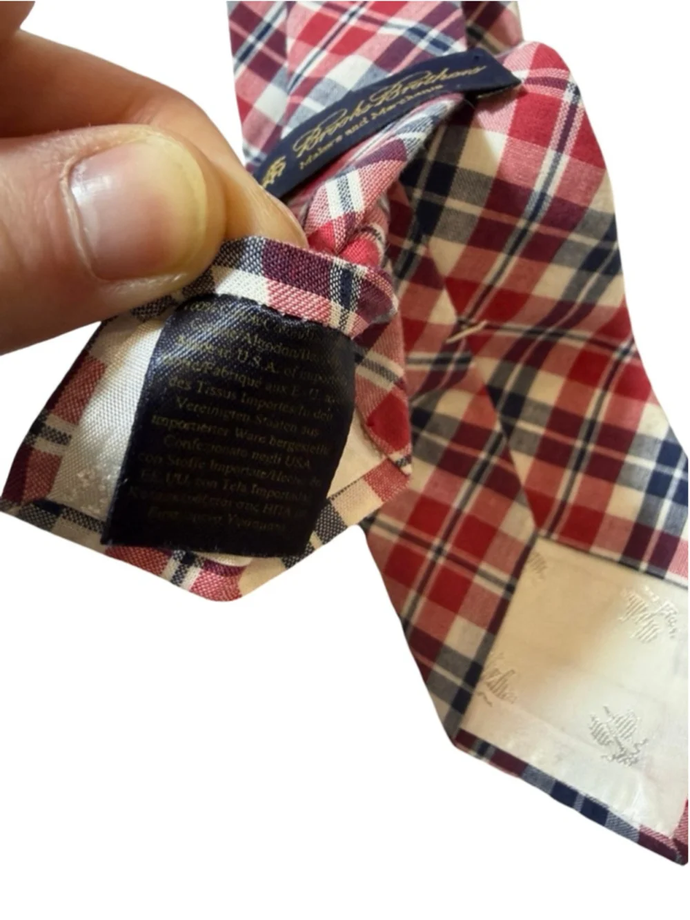 Brooks Brothers Plaid Silk Tie Red Navy Check Classic Preppy USA